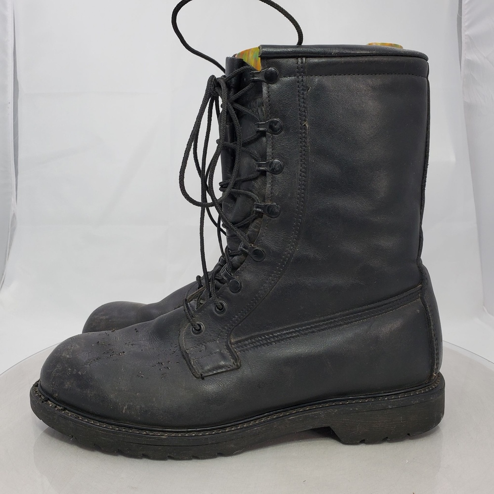 Worn Military Cold Weather Combat Boots Men 12 R Black Leather Vibram Insulated